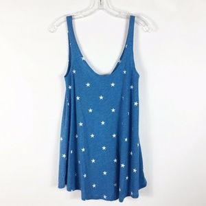 Wildfox Blue White A-Line Swing Tank Star Print